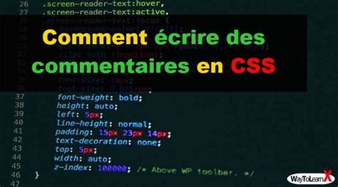Comment écrire des commentaires en CSS - WayToLearnX