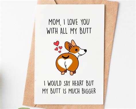 Corgi Mom Card Mothers Day Card From Daughter Mom Birthday Etsy In 2023 Birthday Cards For