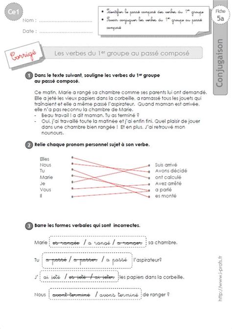 Learn vocabulary, terms and more with flashcards, games and other study tools. CE1 EXERCICES: passé composé des verbes du 1er groupe