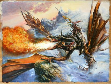 En vente - Dragon cracheur de feu et son cavalier par ...