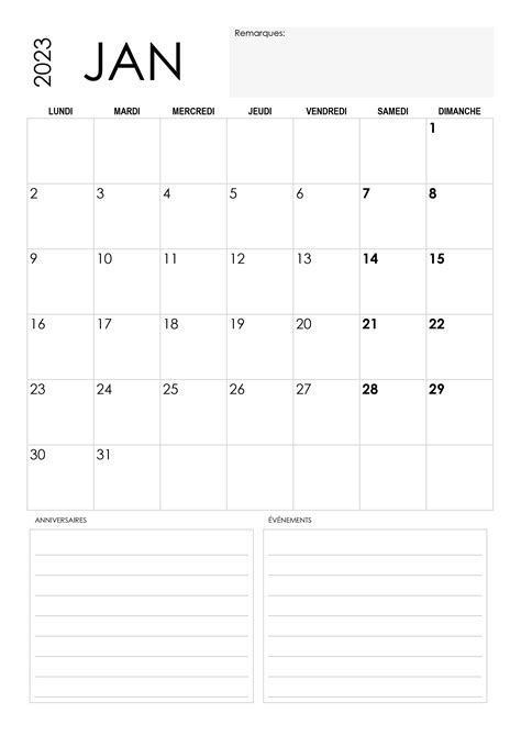 Calendrier janvier 2023 – calendrier.su