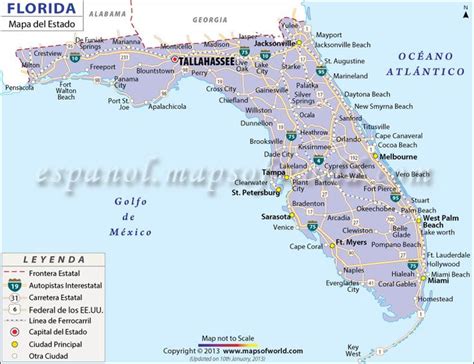 Mapa Del Estado De Florida Estado Unidos De America Map Of Florida