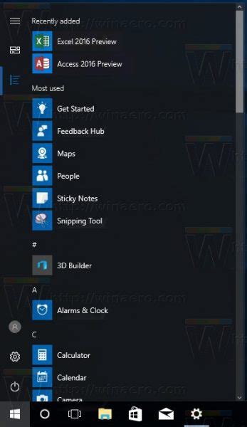 Hide App List In Start Menu In Windows 10
