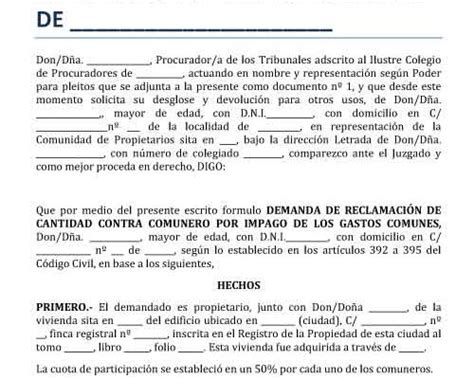 Jan 30, 2021 · a pedido de nuestros seguidores, compartimos un didáctico modelo de contestación a la demanda de alimentos. Modelo demanda contra vecino moroso impago gastos comunes