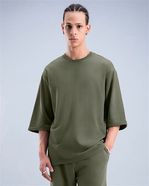 Buy Mens Olive Super Loose Fit T Shirt Online At Bewakoof