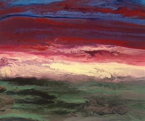 Contemporary Landscape Paintings Red Sky Original Abstract