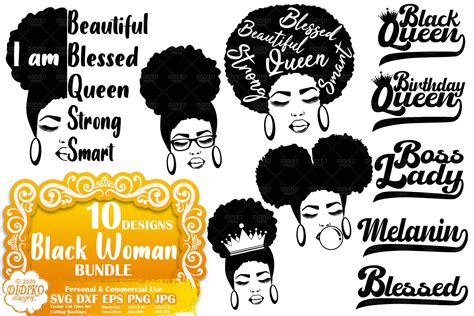 Black Woman Svg Bundle Afro Woman Bundle Svg Didiko Designs