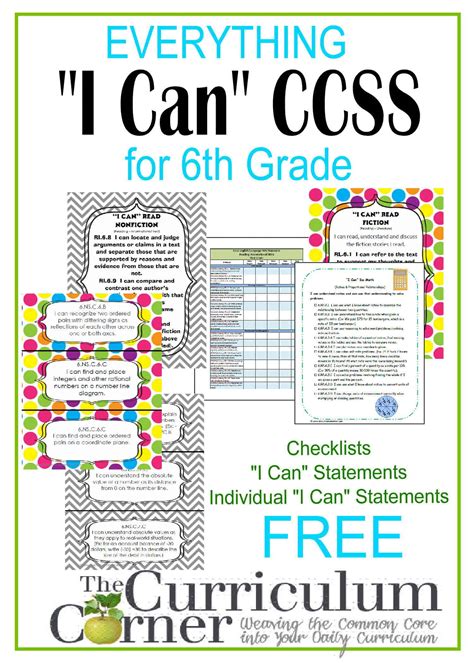 Everything I Can Common Core For 6th Grade The Curriculum Corner 4 5 6