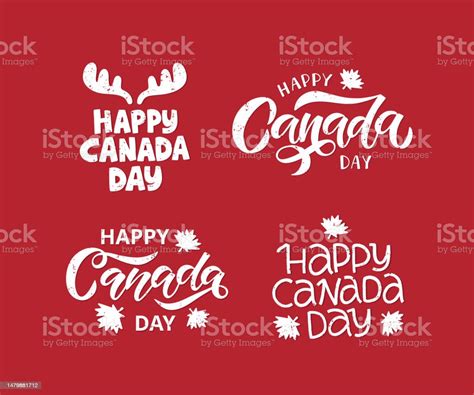 Happy Canada Day Holiday Vector Illustration Set Stock Illustration