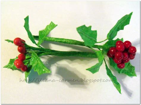 Red Mistletoe From Crepe Paper And Polymer Clay Christmas Decorations