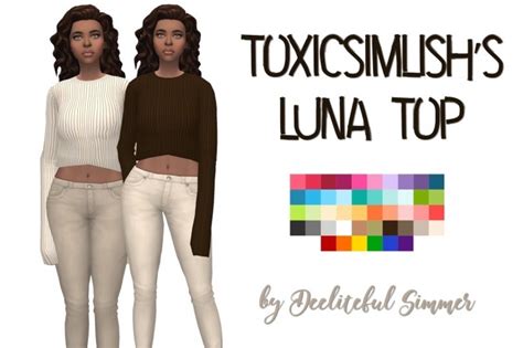 Toxicsimlishs Luna Top Recolors At Deeliteful Simmer Sims 4 Updates