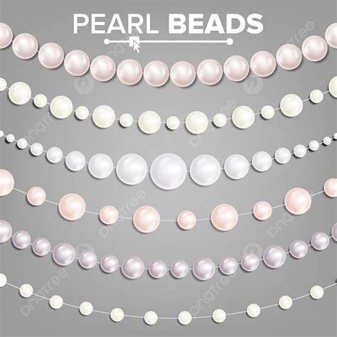 Realistic Christmas Decorations Vector Art Png Pearl Beads Set Vector