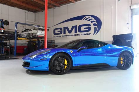 Chrome blue ferrari wow oh wow! Impressive Wrapped GMG Blue Chrome Ferrari