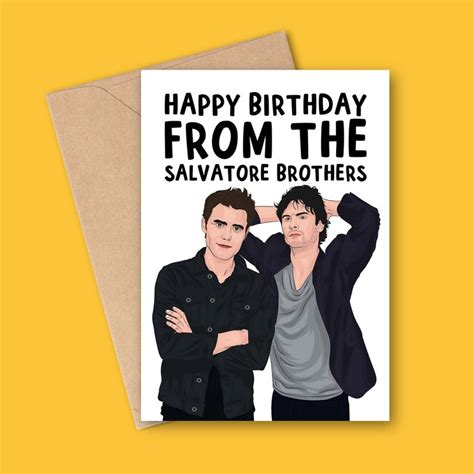 Vampire Diaries Birthday Card Vampire Diaries Card Damon Etsy