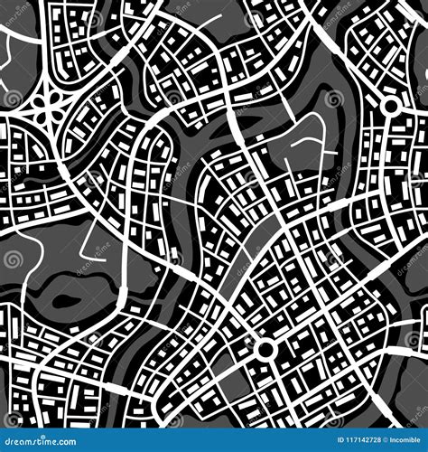 Abstract City Map Seamless Pattern Stock Vector Illustration Of