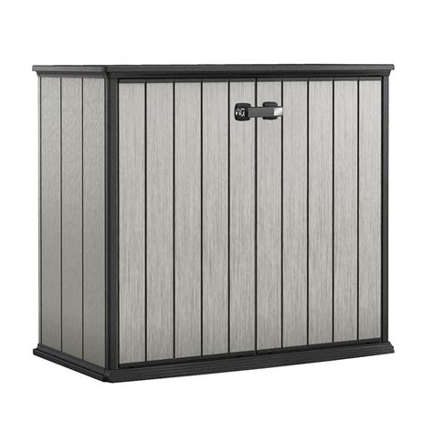 Keep all your belongings safe and free up lots of space so you can enjoy the outdoors. Keter Patio Store 4.6 ft. x 2.6 ft. x 3.11 ft. Resin ...