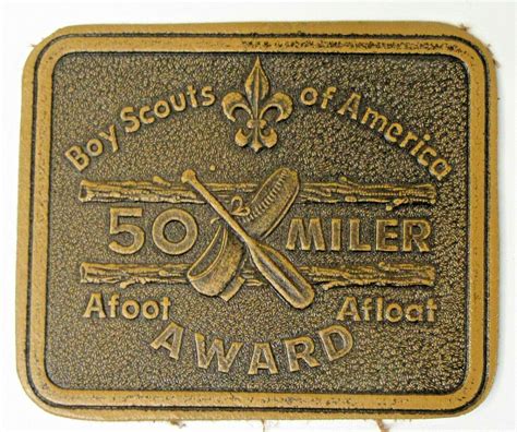 Vintage 50 Miler Award Darker Brown Leather Patch Bsa Boy Scouts Of