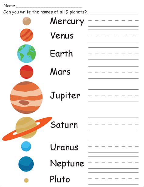 Planets Worksheets For Kindergarten