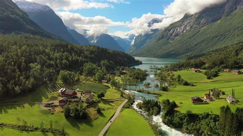 Breathtaking Norway Aerial View Of Lovatnet Stock Footage Sbv