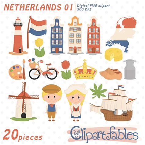 Cute Netherlands Clipart European Travel Party Dutch Art Etsy