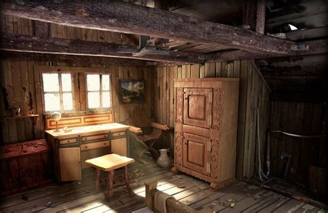 Old Wooden Interior Medieval Houses Rustic Log Home Old House