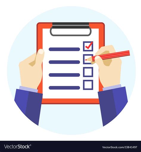Cartoon Hands Holding Pen And Checklist Royalty Free Vector