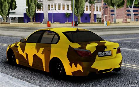 The best times for cars taken around the top gear test track by the stig. BMW M5 E60 Yellow Camo for GTA San Andreas