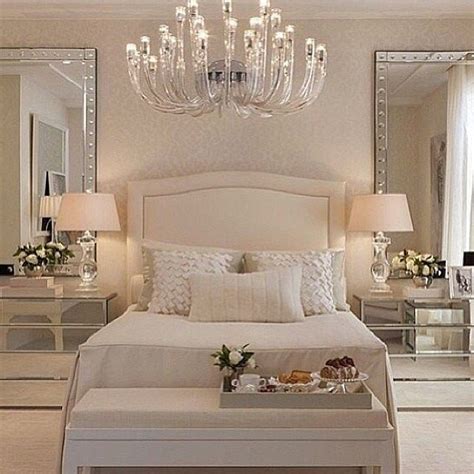 Luxury Bedroom Furniture Mirrored Night Stands White Headboard