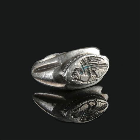 Ancient Roman Silver Legionary Ring With Eagle Attacking A Snake 133