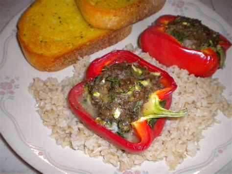 Once Upon A Crafty Mom Sausage And Zucchini Stuffed Red Peppers