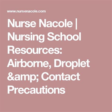 Airborne Droplet And Contact Precautions Brain Book Nursing Student
