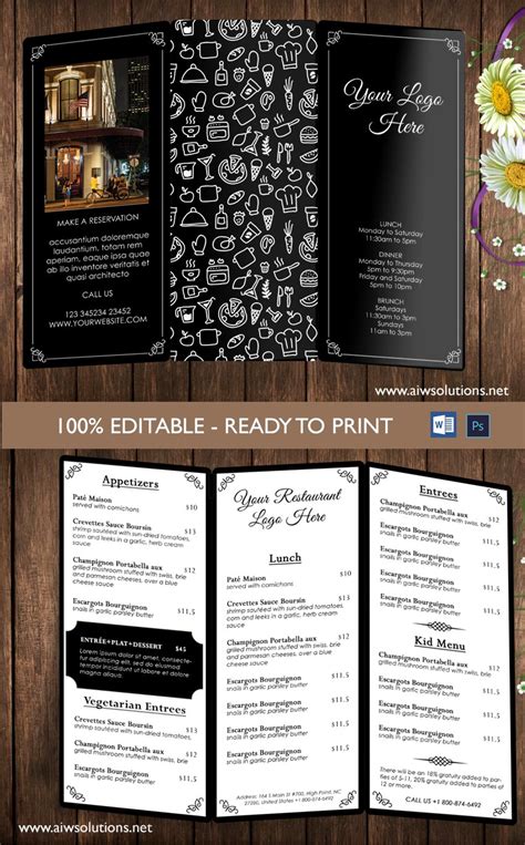 restaurant menu template brochure templates creative