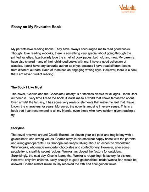 My Favourite Book Essay English Studocu