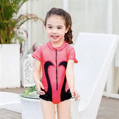 Children Swimwear Sun Protection One Piece Swimsuits For Girls Ins