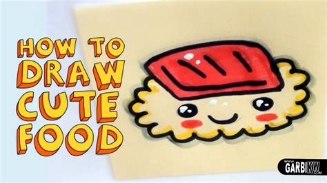 How To Draw A Cute Sushi Kawaii Food Easy Drawings By Garbi Kw Youtube