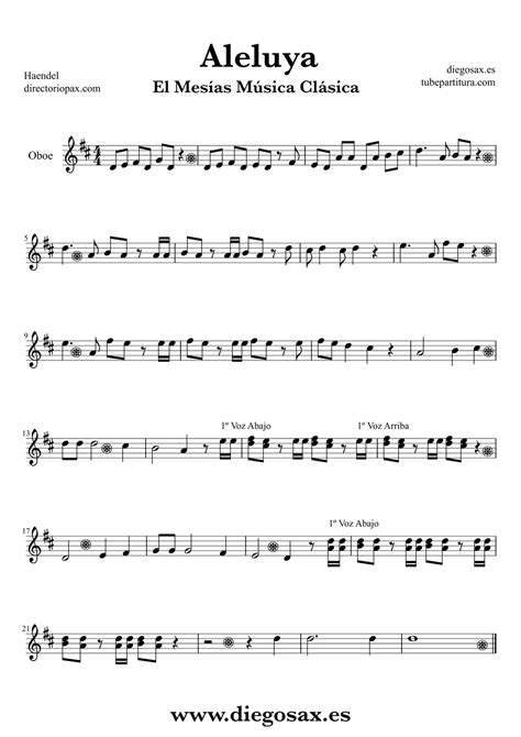 Diegosax Aleluya De Haendel Partitura Para Flauta Violín Saxofón