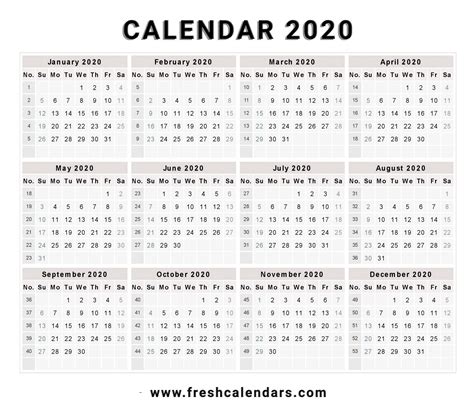2020 Calendar Monday Thru Friday Monthly Calendar Template Printable