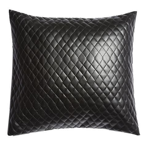 Black Quilted Leather Pillow Nüage Designs