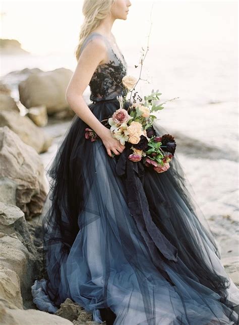 Black Lace Wedding Dress Calypso Nightfall Tulle Bridal Etsy