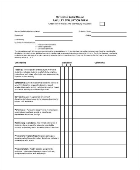 Free 11 Sample Faculty Evaluation Forms In Pdf Ms Word