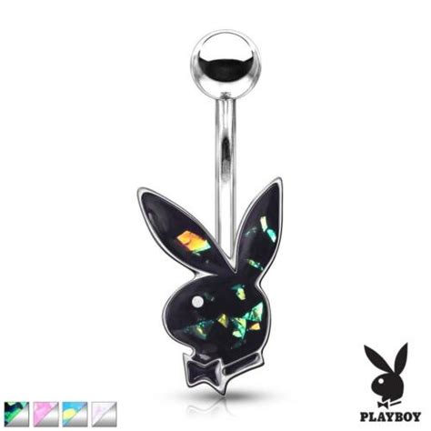 Opal Glitter Playboy Bunny Belly Bar Surgical Steel Barbell Ebay
