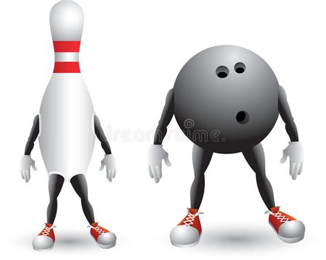 Isolated Bowling Ball And Pin Cartoon Character Stock