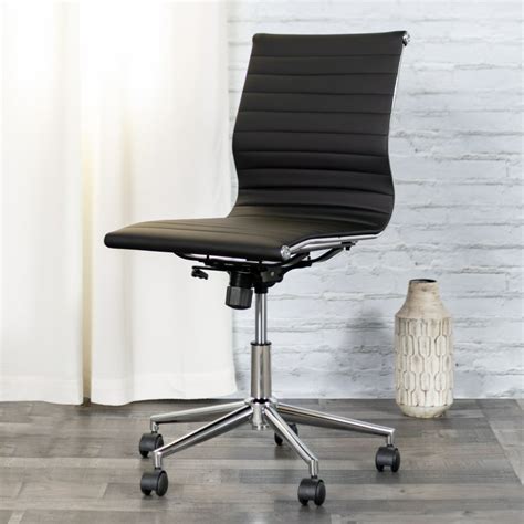 flash furniture mid back armless black ribbed leathersoft swivel conference office chair