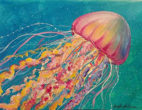 Jellyfish Acrylic Tutorial Live On Youtube By Angela Anderson Painting
