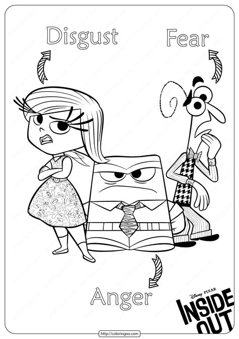 These inside out coloring pages are full of joy, sadness anger and disgust… an even some imaginary fun with bing bong! Inside Out Disgust Fear and Anger Coloring Page