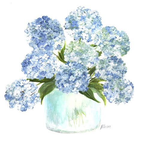 Blue Hydrangea Watercolor Painting