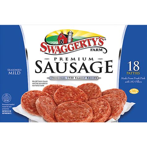 Swaggerty S Farm Patties Premium Sausage Seasoned Mild 18 Ea Pork