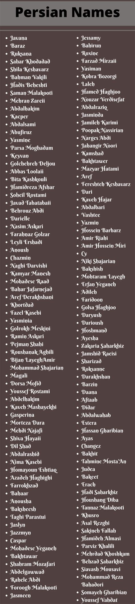 Persian Names 400 Persian Names Ideas And Suggestions