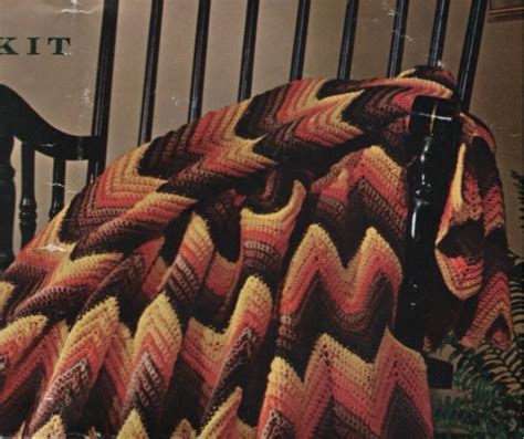7 Color Charts Rustic Knit Ripple Afghan Pattern Vintage 70s Etsy