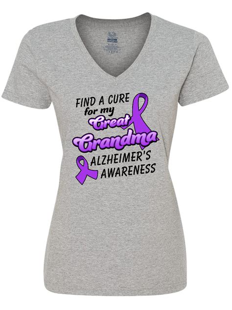 Inktastic Alzheimers Awareness Find A Cure For My Great Grandma Womens V Neck T Shirt